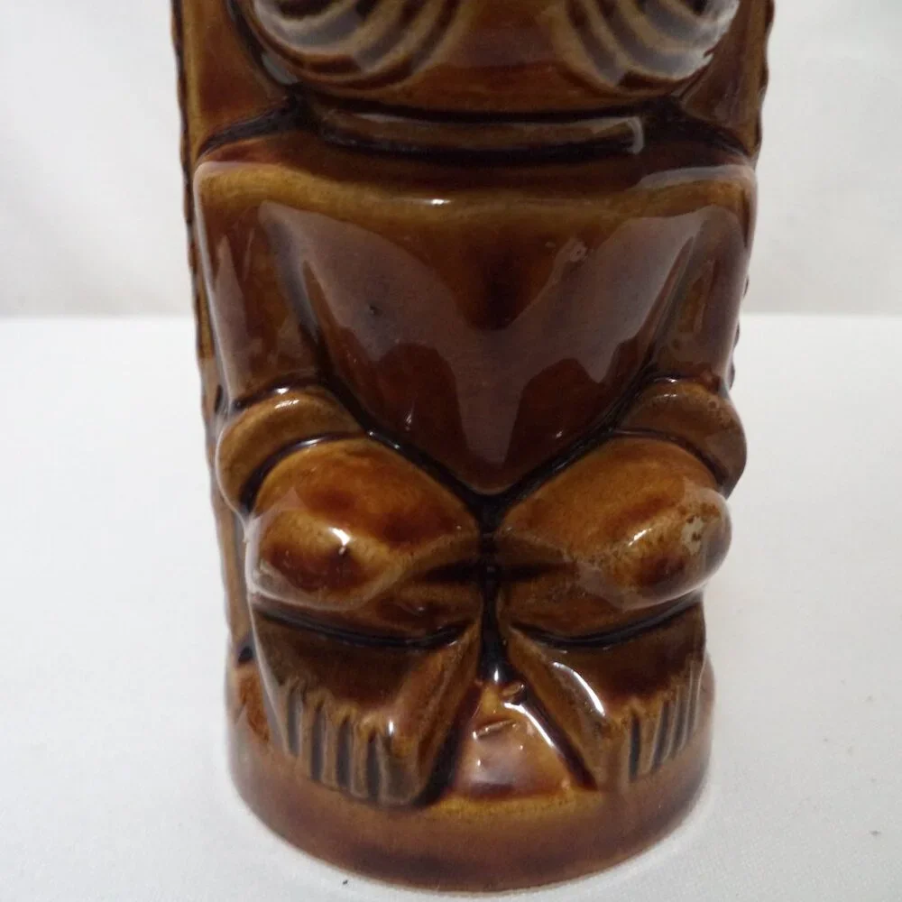 Vintage Hawaii Leilani Tiki Mug Cup Orchids Japan ceramic brown Full Body 6
